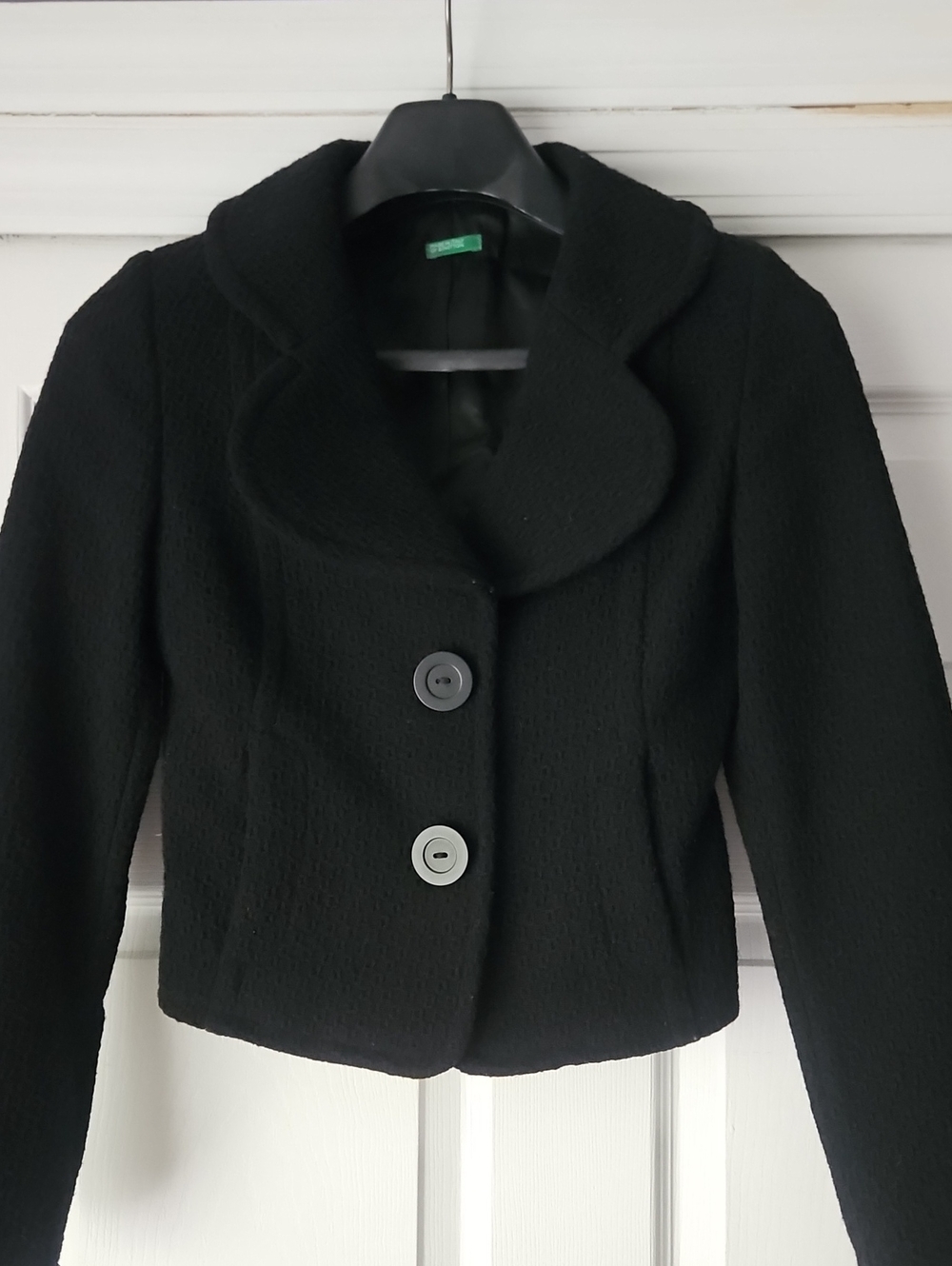 United Colors Of Benetton Black Short Button Front Blazer